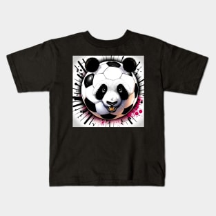 Soccer Ball Panda Face - Soccer Futball Football - Graphiti Art Graphic Paint Kids T-Shirt